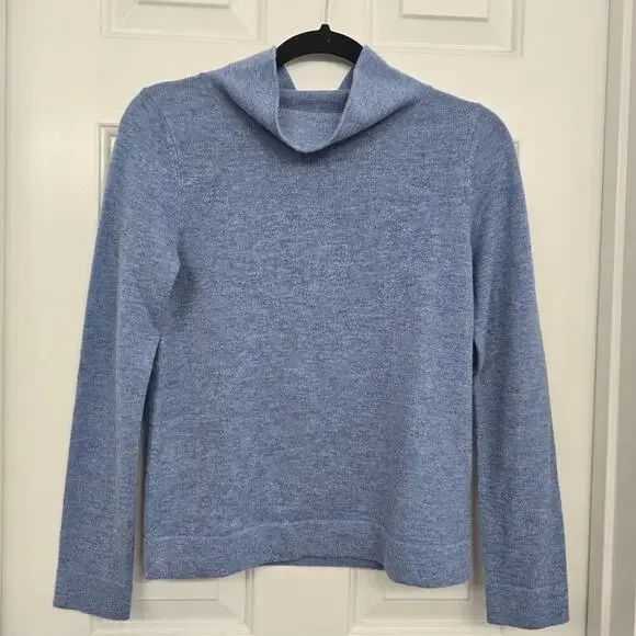 Hobbs London Merino Wool Cashmere Funnel Neck Sweater Blue XS Soft Cozy Winter - Picture 3 of 10